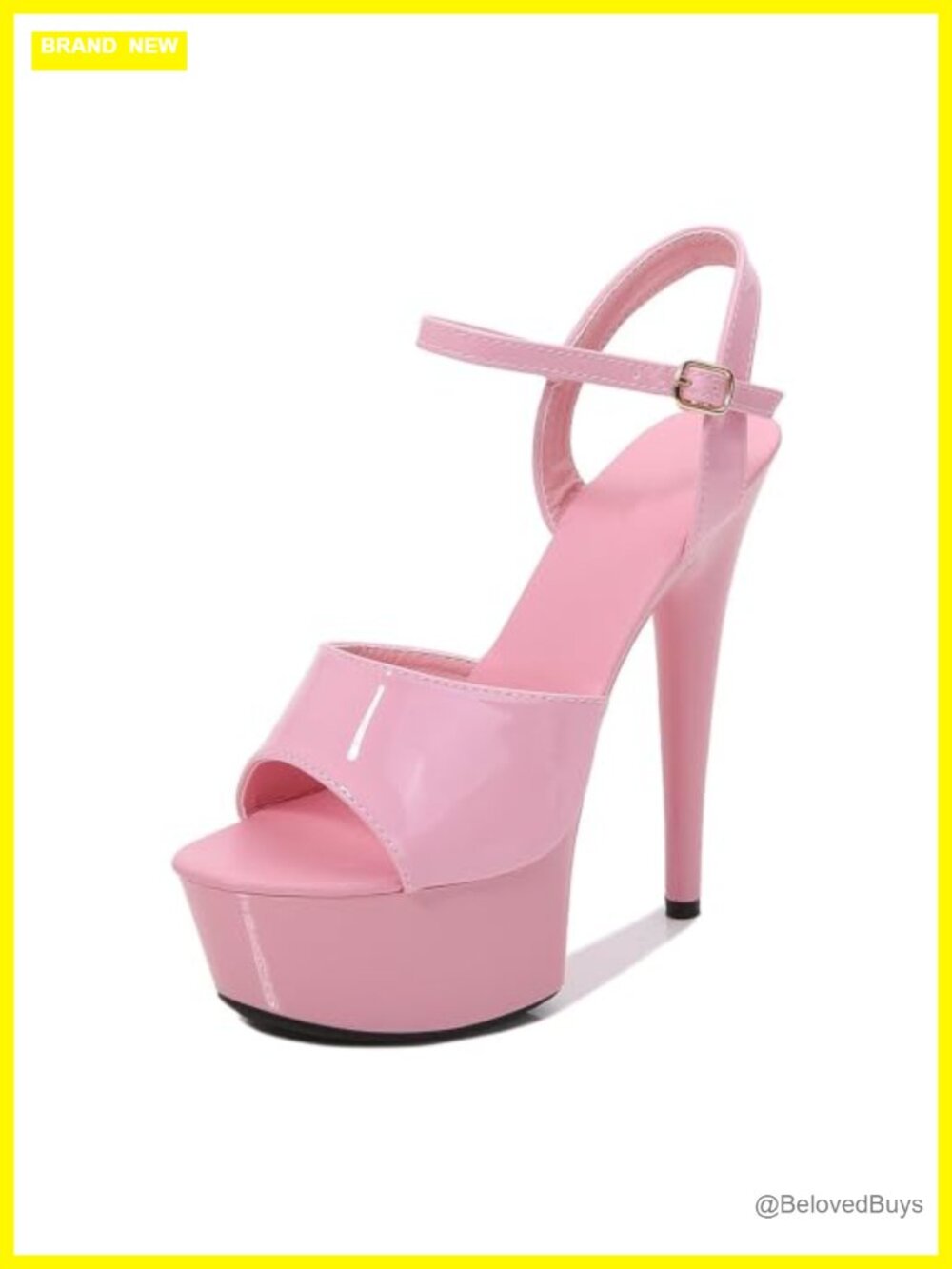 Platform Stiletto Heels Ankle Strap Peep Toe Sandals Faux Leather